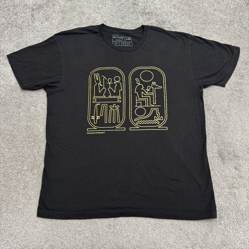 De Young Museum Ramses The Great Egyptian Cartouche Graphic T-Shirt L Black Tee